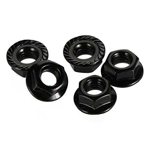 M8 Serrated Flange Nuts Flanged Locknuts, Stainless Steel 18-8 (304), Black Oxide, 50 PCS - color: Black, size: M8