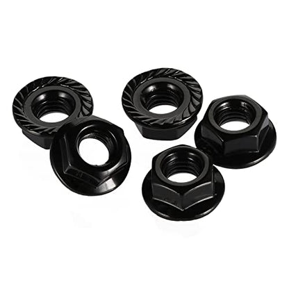 M8 Serrated Flange Nuts Flanged Locknuts, Stainless Steel 18-8 (304), Black Oxide, 50 PCS - color: Black, size: M8