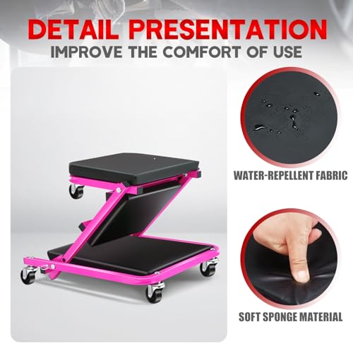 Foldable Z Creeper 2 in 1 Rolling Seat for Garage Shop Auto Repair Purple | 40 inch Low Profile Creeper with Wheels - style: 40inch-Purple