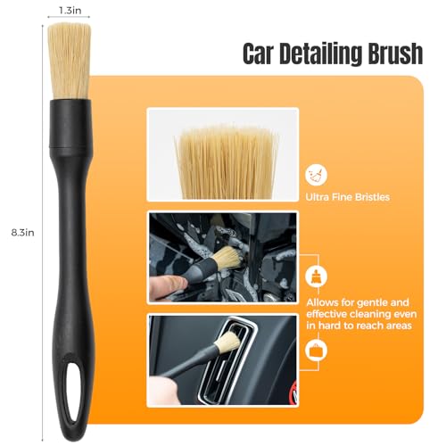 9Pcs Car Wheel Brush kit, Tire Brush, Microfiber Flat Wheel Cleaner Brush | Soft-bristled Rim Cleaner Brush, Tire Shine Applicator, Detailing Brushes, Detailing Pads, Scratch-Free Car Drying Towel