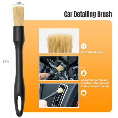 9Pcs Car Wheel Brush kit, Tire Brush, Microfiber Flat Wheel Cleaner Brush | Soft-bristled Rim Cleaner Brush, Tire Shine Applicator, Detailing Brushes, Detailing Pads, Scratch-Free Car Drying Towel