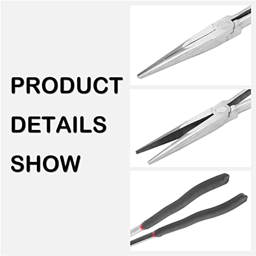 16in Needle Nose Pliers Extended Handle Pliers, Extra Long Handle Nose Pliers, Needle Nose Pliers with Nonslip Handle Repairing Hand Tool