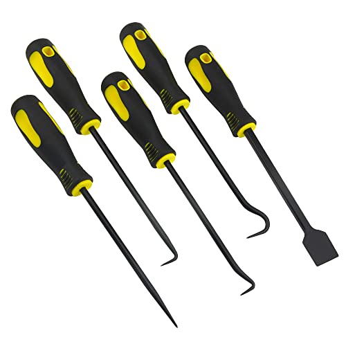 9 PCS Pick and Hook Set with Scraper for Automotive and Electronic Tool, Yellow or Red, Random Color