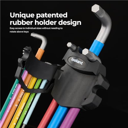 Sae Allen Wrenches Sets 13pcs, Extra Long Arm Allen Key Set with Ball End, Crafted Hex Key Set with Color Coded Sleeves, Unique Patented Holder Design for Magnetizing and Demagnetizing - size: 13pcs(SAE)