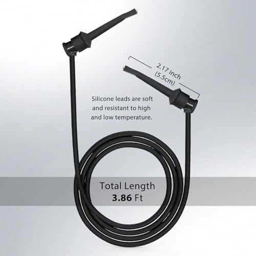 16 Gauge 2pcs/3.3Ft Dual Test Hook Clips UL3135, Heavy Duty Silicone Test Leads Set Jumper Wires Kit for Testing - EDGELEC - size: Dual End Hook