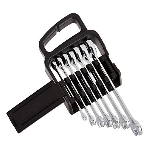 Amazon Basics Metric Ratcheting Combination Wrench Set, 7-Piece, Chrome Vanadium Steel, 72-Tooth, 8mm, 10mm, 12mm, 13mm, 14mm, 15mm, 17mm - color: Chrome, size: 7 Piece
