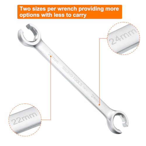 HARFINGTON Flare Nut Wrench 22mm x 24mm CR-V Nickel Plating Wrench for DIY Automotive Repairs and Household Maintenance - size: 22mm x 24mm