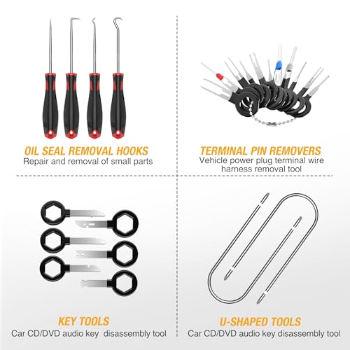 GOOACC 88Pcs Trim Removal Tool, Auto Push Pin Bumper Retainer Clip Set Fastener Terminal Remover Tool Adhesive Cable Clips Removal Kit Car Panel Radio Removal Auto Clip Pliers, Black - color: 88Pcs Clips Removal Kit Black