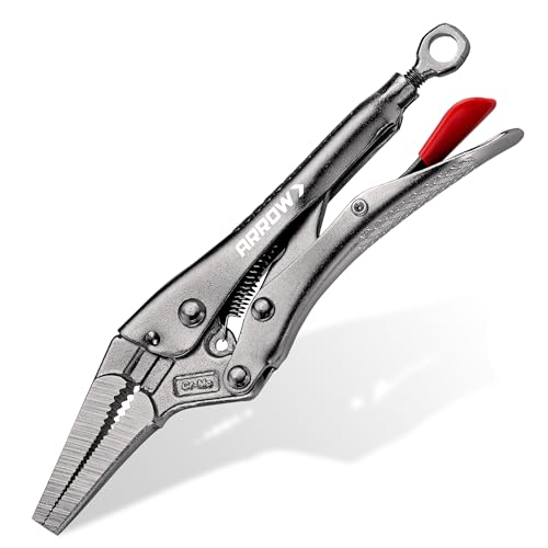 ARROW 6.5 in Needle Nose Locking Pliers, CR-MO Jaw, Long Nose Locking Pliers, Adjustable Clamping Pressure with Through-Hole Screw, Trigger Release, Ideal for Tight Spaces - size: 6.5 in