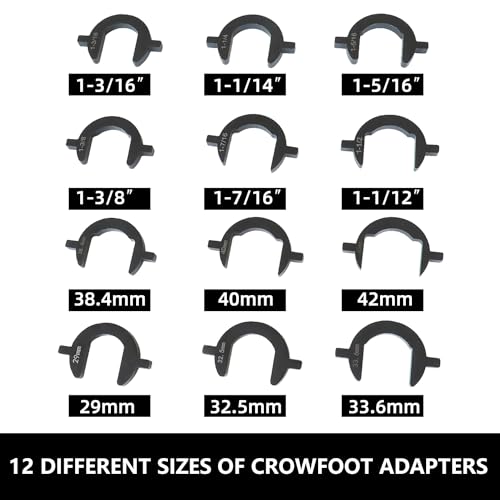 DPTOOL Inner Tie Rod Removal Tool Kit, Automotive Inner Tie Rod Tool Set with 12 Crowfoot Adapters, 1/2 Inch Drive Tube Tie Rods Tool, Suitable for Domestic & Import Cars