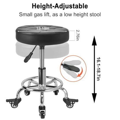 FLOLXNB Rolling Stool Low Roller Seat PU Leather, Rolling Chair Height Adjustable, Garage Stool with Wheels for Manicure Mechanic Home Office Garage Shop (Style 2) - style: Style 2