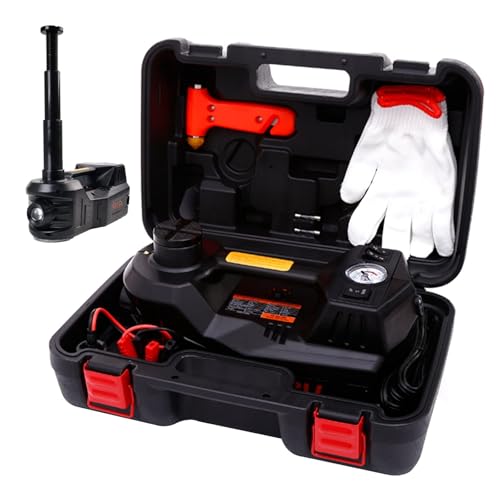 ROGTZ Electric Hydraulic Car Jack Kit 5 Ton 12V Portable Lift Range 17.7 Inch with Tire Inflator Pump for SUV Sedan Truck Car Repair Floor Jack for Vehicle Tire Change with LED Light Jack Only - color: Black Jack Only