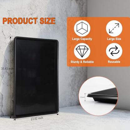 3 Pcs Extra Large Oil Drip Pan, Oil Drip Tray for Under Car, 35.4 X 24 X1.5 In Auto Oil Drip Pan, Plastic Catch Replacement Drain Tray for Garage Floor Clean, Fridges, Washing Machine, Cat Litter Box - size: 3 Pack