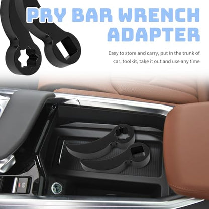 2PCS 4-point & 8-point Pry Bar Wrench Adapter Driven by 1/2" Tool,Bull Horn Ratchet Pry Bar Attachment for Confined Spaces,Adjustable Half Shaft CV Axle Removal Tool Crowbar Head