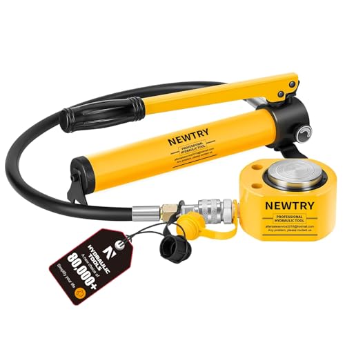 NEWTRY 20T Low Profile Hydraulic Jack Porta Power Kit + CP-180 Manual Hydraulic Hand Pump, Industrial Mini Hydraulic Cylinder, Stroke 0.47” - size: 20T Hydraulic Jack + cp-180 pump