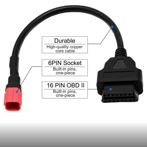 OBD2 OBDII 6 Pin 16 Pin Diagnostic Cable Compatible with Honda Motorcycles - color: per Honda 6Pin