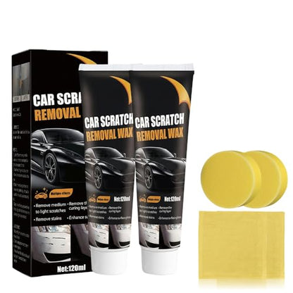 2026 New Upgrade Car Scratch Removal Wax, Scratch Remover for Vehicles with Wipe and Sponge, Car Polishing Wax Scratchs Remover, Cars Paint Scratchs Repair Kit for Deep Scratches (2 Set) - color: 2 Set