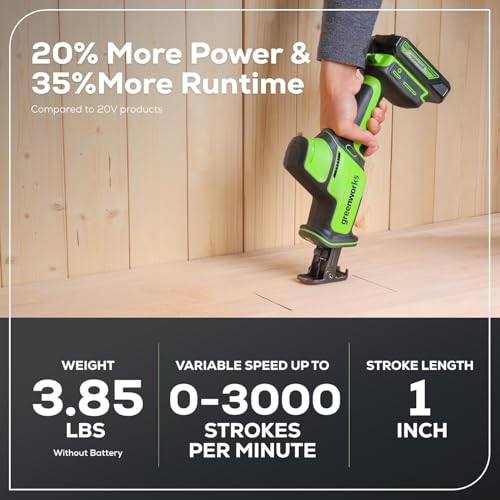 Greenworks 24V 5pcs Brushless Power Tool Combo kit: 310 in. -lbs Drill Driver, 1950 In. Ibs Impact Driver, Reciprocating Saw, Circular Saw, Flashlight With 3×2Ah Batteries & 2×Fast Charger - size: 5PCS Combo Kits