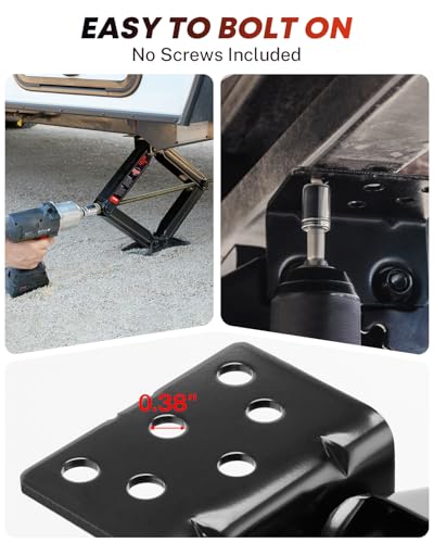 Kohree 8000 lbs RV Stabilizer Jacks 24", Leveling Scissor Jacks for Travel Trailer, Set of 2, Heavy Duty Camper Stabilizer Jacks Kit with Anti-Slip Handle and Drill Socket, Easy to Install - size: 2P-8000-24inch