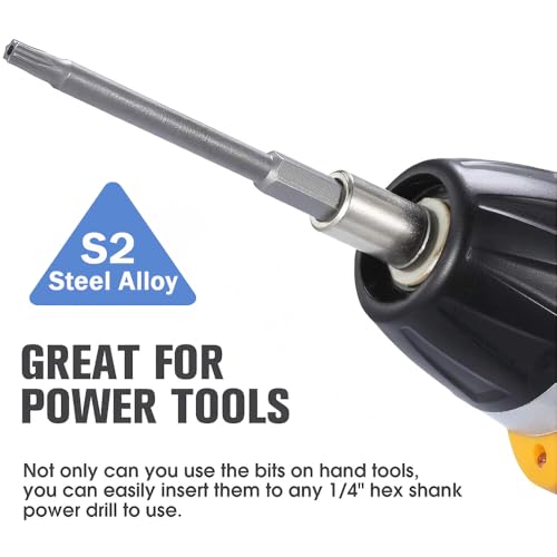 Wolfride 8Pcs Torx Head Screwdriver Bit Set 1/4 Inch Hex Shank Torx Head Drill Bits T8 T10 T15 T20 T25 T27 T30 T40 Magnetic Torx Bit set S2 150mm Length - style: Torx Head