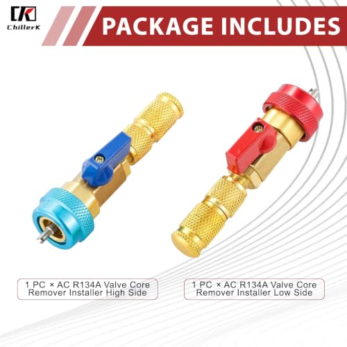 2 Pack R134A Valve Core Quick Remover Installer Tool,High Low Pressure Valve Core Remover Tools Kit for R13A Refrigerant Air Conditioner System - size: 2pcs R134A