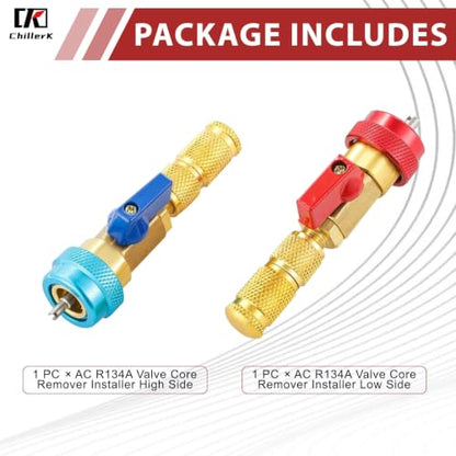 2 Pack R134A Valve Core Quick Remover Installer Tool,High Low Pressure Valve Core Remover Tools Kit for R13A Refrigerant Air Conditioner System - size: 2pcs R134A