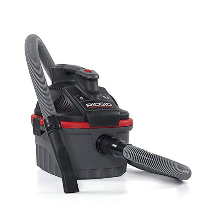 RIDGID 50313 Model 4000RV 4-Gallon Portable Wet and Dry Compact Vacuum Cleaner with 5.0 Peak-HP Motor, 4 gallon, Red