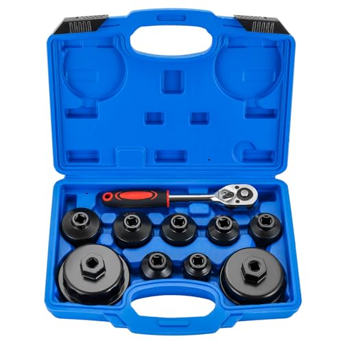 10PCS Metric Oil Filter Wrench Set | 3/8" Drive Metric Oil Filter Cap Wrench Removal Tool Kit for Oil Filter Removal, Compatible with Toyota, BMW, Mercedes, VW
