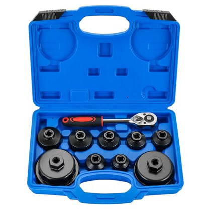 10PCS Metric Oil Filter Wrench Set | 3/8" Drive Metric Oil Filter Cap Wrench Removal Tool Kit for Oil Filter Removal, Compatible with Toyota, BMW, Mercedes, VW