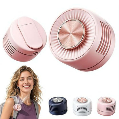 Wearable Neck Fan Hands Free, Portable 360° Adjustable Personal Fan with 3 Speeds, 80g Ultra Light Clip on Collar Fan USB C Rechargeable, Quiet Bladeless Wearable Fan for Travel Office Outdoor - color: Pink