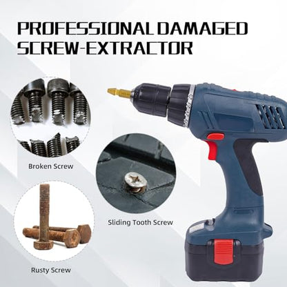 RENYU 6 Pcs Damaged Screw Extractor Kit, HSS 4341 Screw Extractor Remover Set for Stripped Bolts Drill Bit Tools Stripped Head Screws Nuts