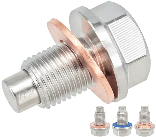 1PC M12x1.25 Stainless Steel Magnetic Engine Oil Drain Plug Fit Toyota Corolla 4Runner Camry Highlander Prius RAV4 Sienna Tacoma Venza Yaris Lexus Nissan Infiniti John Deere 90341-12012 11128-01M00 - size: M12x1.25