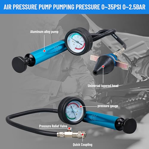 Universal Radiator Pressure Tester Coolant Pressure Tester Car Coolant Vacuum Refill Kit, Vacuum Filled, Residual Liquid Discharge Tool, Coolant Pressure Detector Set, Vacuum Cooling System