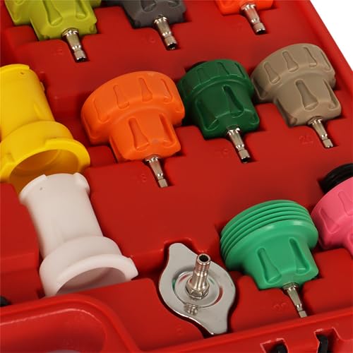 munirater 33PCS Radiator Pressure Tester Vacuum-Type Cooling Purge System Refill Kit with Gauge Adapter Cap