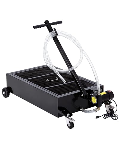 GarveeTech Low Profile Oil Drain Pan 110V | 20 Gal Metal Oil Change Pan Cart with 180W Electric Pump, 8FT Hose & Folding Handle for Cars, SUVs, Trucks, Buses, RVs - size: 20GAL-110V-Black