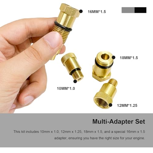 4PCS W80577 Compression Tester Spark Plug Adapters, 10/12/16/18mm Cylinder Compression Test Tool Spark Plug Adapter, Engine Diagnostic Tool Thread Adapters with O-Ring