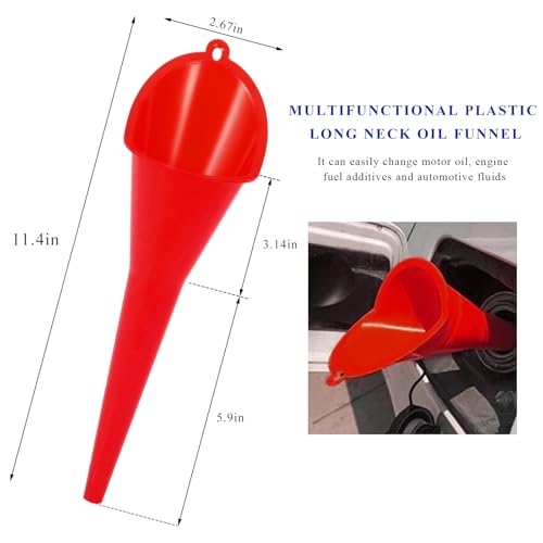 Oil Funnel, Flexible Multi-Function Automotive Oil Funnel, Spill-Proof Plastic Long Neck Engine Funnel Set for Gas Lubricants Water Diesel Fuel Kerosene, Car Accessories (Red) - color: Red, 1 PC