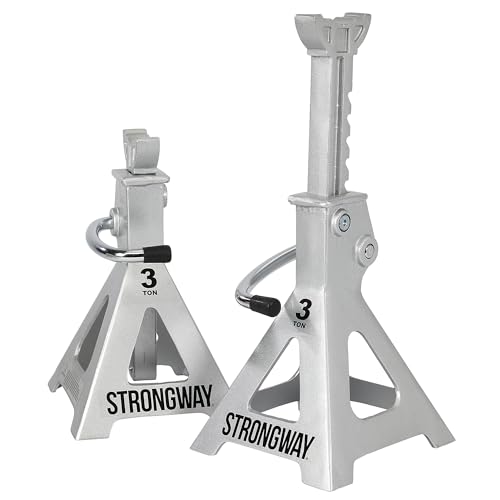 Strongway Aluminum Jack Stands, Pair, 12,000-Lb. Total Capacity, 11.4in.–16.1in. Lift Range