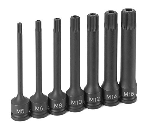 Grey Pneumatic 1247ST Triple Square Driver Socket Set - style: 7 Pc. Tamper Proof Triple Sq. Dr. Set - 4" Length