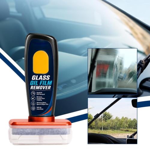 Windshield Oil Film Remover, Anti Rain Glass Cleaner Kit, Car Glass Cleaning Brush Tool, Water Spot Removal Cleaner, Auto Restoration Set for Safe Driving Water Spots 5.51x3.54in