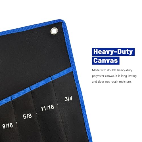 13-Pockets SAE Tool pouch, Heavy Duty Oxford Canvas Wrench Roll Up Bag, Multi-Purpose Tool Pouch With Hex Small Pockets (Not Including Tools) - style: 13 Pockets