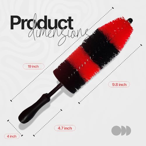 Pack of 1 Wheel Brush - 19Inch Long, Soft Bristle, No Scratch Car Wheel Cleaner Brush - Detailing Brush for Tires, Wheels, Rims, Exhaust Tips, Vehicle Engine, Motorcycles - size: Large