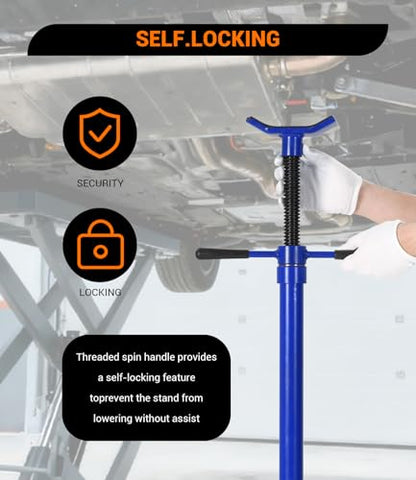 2PACK Underhoist Support Stand, 3/4 Ton Jack Stand, Under Hoist Stand for Vehicle Lifting & Support, 1655Lbs Capacity, Lifting from 38.4 to 75.4Inch, - color: Blue | Round Base