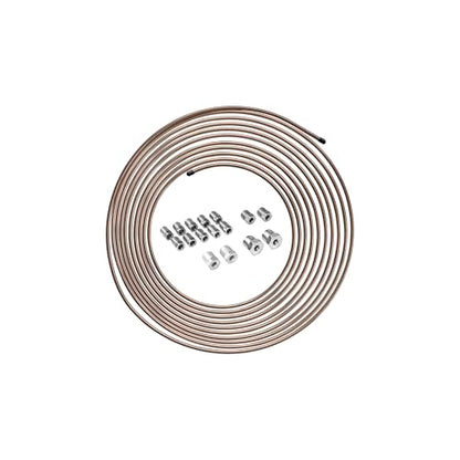 4LifetimeLines 3/16" x 25 ft Copper-Nickel Brake Line Replacement Kit – Inverted Flare Fittings Included, Hand-Bendable Tubing Coil, Corrosion Resistant, SAE & ISO Certified - size: Pack of 1