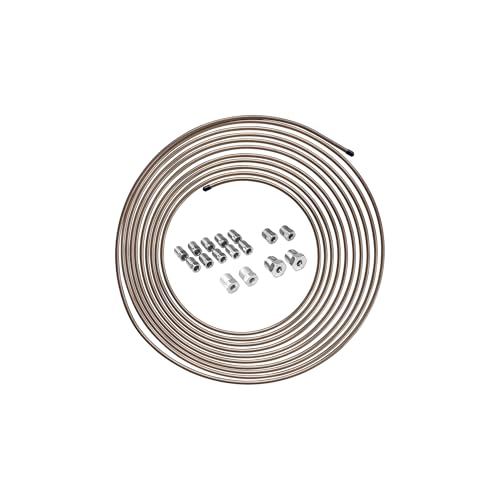 4LifetimeLines 3/16" x 25 ft Copper-Nickel Brake Line Replacement Kit – Inverted Flare Fittings Included, Hand-Bendable Tubing Coil, Corrosion Resistant, SAE & ISO Certified - size: Pack of 1