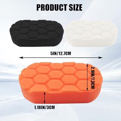 3PCS Hex-Logic Hand Applicator Pad Kit, Car Detailing Kit, Wax Applicator Pads, Buffing Waxing Polishing Sponge Set Universal for Car Buffer Polisher Compounding, Polishing and Waxing