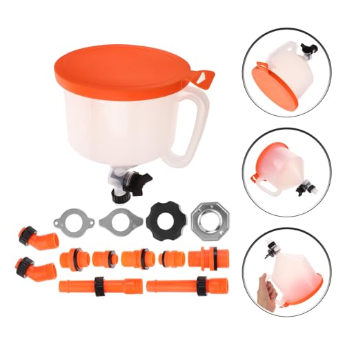 15pcs Spill Proof Radiator Funnel Kit with Valve, Orange Coolant Filling Set for Auto Cooling System, Leak Detection and Radiator Flush Tool