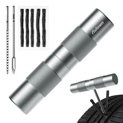 AUTOWN Compact Tire Repair Kit with Plugs Fix Punctures & Plug Flats with Ease - Capsule Style Flat Tire Puncture Repair Kit for Motorcycle, Car, ATV, UTV, Mountain Bike, Etc