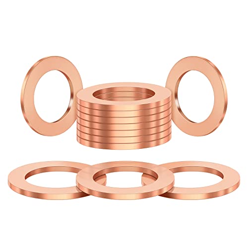 (20Pcs) M14 Red Copper Oil Drain Plug Crush Washers Gasket Seal Ring - size: M14 Crush Washers