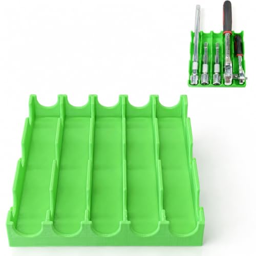 Ratchet & Extension Organizer Tray Toolbox Drawer Storage for Wrenches, Sockets & Drive Tools – Heavy Duty Tool Holder for Mechanics, DIY & Garages (Green) - color: Green